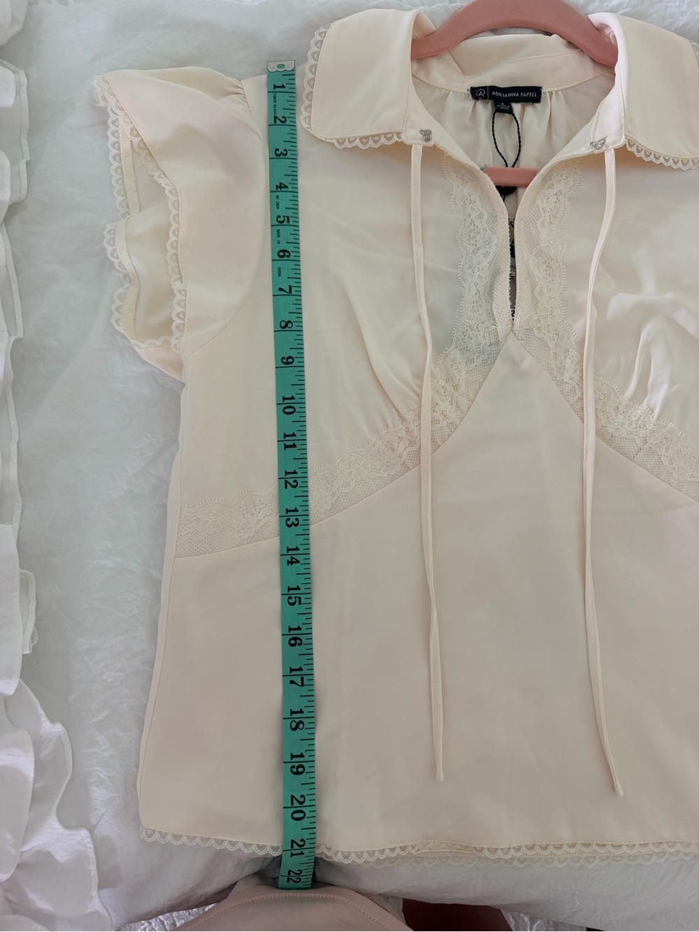 Adrianna Papell Ivory Lace Collared Cap Sleeve Top SMALL - Picture 4 of 4